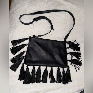 Black Tassel Crossbody Bag - Women
